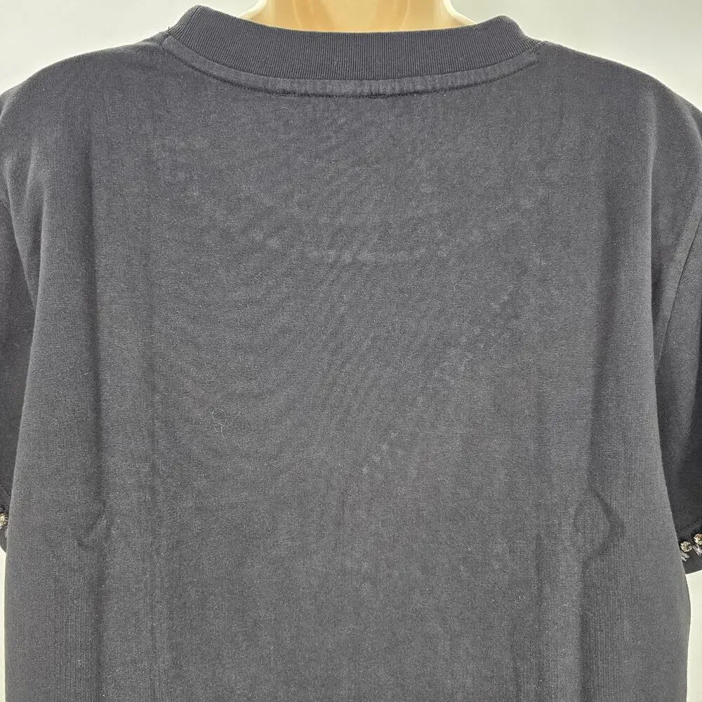J. Crew Womans size M Relaxed Crystal Embellished Crop T-Shirt Black CD118 NEW